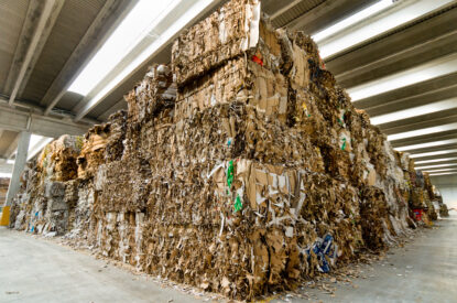 Columns of stacked paper background